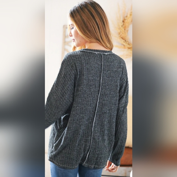 Plus Black Hacci Ribbed Top - Picture 3 of 3